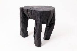 Sculptural Side Table, Rustic, Burnt Black Wood, Carved, Handmade, gallery view 9