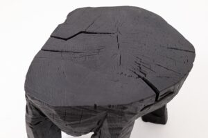 Sculptural Side Table, Rustic, Burnt Black Wood, Carved, Handmade, gallery view 11