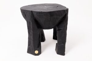 Sculptural Side Table, Rustic, Burnt Black Wood, Carved, Handmade, gallery view 17