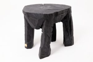 Sculptural Side Table, Rustic, Burnt Black Wood, Carved, Handmade, gallery view 19