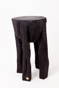 Sculptural Side Table, Rustic, Burnt Black Wood, Carved, Handmade, gallery view 2