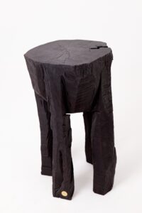 Sculptural Side Table, Rustic, Burnt Black Wood, Carved, Handmade, gallery view 3