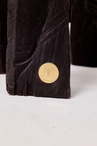 Sculptural Side Table, Rustic, Burnt Black Wood, Carved, Handmade, gallery view 4