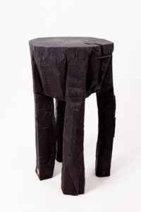Sculptural Side Table, Rustic, Burnt Black Wood, Carved, Handmade, gallery view 5