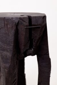 Sculptural Side Table, Rustic, Burnt Black Wood, Carved, Handmade, gallery view 7