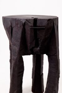 Sculptural Side Table, Rustic, Burnt Black Wood, Carved, Handmade, gallery view 8