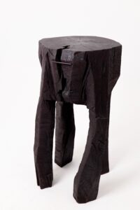Sculptural Side Table, Rustic, Burnt Black Wood, Carved, Handmade, gallery view 9