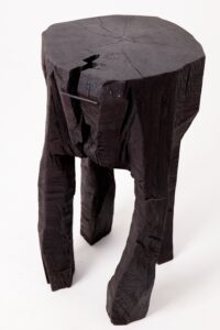 Sculptural Side Table, Rustic, Burnt Black Wood, Carved, Handmade, gallery view 10