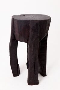 Sculptural Side Table, Rustic, Burnt Black Wood, Carved, Handmade, gallery view 14