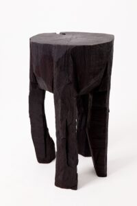 Sculptural Side Table, Rustic, Burnt Black Wood, Carved, Handmade, gallery view 15