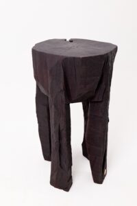 Sculptural Side Table, Rustic, Burnt Black Wood, Carved, Handmade, gallery view 16