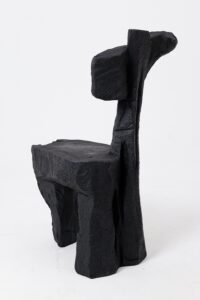 Brutalist Sculptural Chair, Carved, Solid Wood, Oak, Black, Rustic, gallery view 5