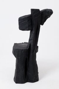 Brutalist Sculptural Chair, Carved, Solid Wood, Oak, Black, Rustic, gallery view 6