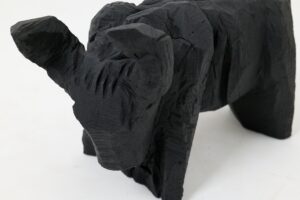 Taurus, Chainsaw Carved, Burnt Oak, Abstract Sculpture, Bull, Handmade, Black, gallery view 4