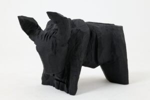 Taurus, Chainsaw Carved, Burnt Oak, Abstract Sculpture, Bull, Handmade, Black, gallery view 5