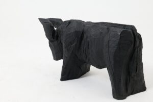 Taurus, Chainsaw Carved, Burnt Oak, Abstract Sculpture, Bull, Handmade, Black, gallery view 8