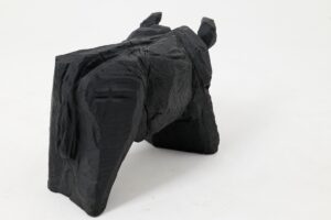 Taurus, Chainsaw Carved, Burnt Oak, Abstract Sculpture, Bull, Handmade, Black, gallery view 10
