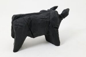 Taurus, Chainsaw Carved, Burnt Oak, Abstract Sculpture, Bull, Handmade, Black, gallery view 11