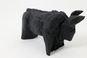 Taurus, Chainsaw Carved, Burnt Oak, Abstract Sculpture, Bull, Handmade, Black, gallery view 12