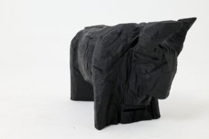 Taurus, Chainsaw Carved, Burnt Oak, Abstract Sculpture, Bull, Handmade, Black, gallery view 15