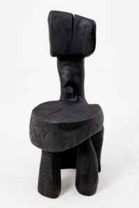 Brutalist Sculptural Chair, Carved, Solid Wood, Oak, Black, Rustic, gallery view 2