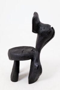 Brutalist Sculptural Chair, Carved, Solid Wood, Oak, Black, Rustic, gallery view 5
