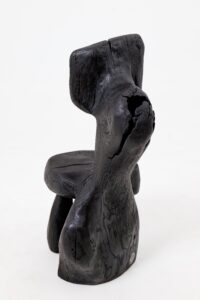 Brutalist Sculptural Chair, Carved, Solid Wood, Oak, Black, Rustic, gallery view 6