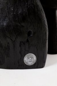 Brutalist Sculptural Chair, Carved, Solid Wood, Oak, Black, Rustic, gallery view 8