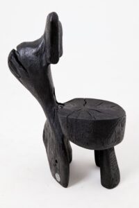 Brutalist Sculptural Chair, Carved, Solid Wood, Oak, Black, Rustic, gallery view 10