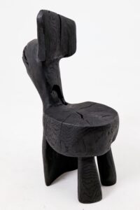 Brutalist Sculptural Chair, Carved, Solid Wood, Oak, Black, Rustic, gallery view 11