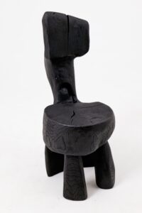 Brutalist Sculptural Chair, Carved, Solid Wood, Oak, Black, Rustic, gallery view 13