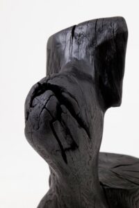 Brutalist Sculptural Chair, Carved, Solid Wood, Oak, Black, Rustic, gallery view 14