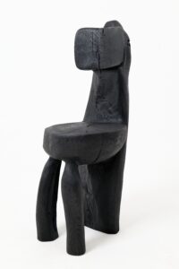 Brutalist Sculptural Chair, Carved, Solid Wood, Oak, Black, Rustic, gallery view 2
