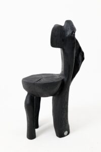 Brutalist Sculptural Chair, Carved, Solid Wood, Oak, Black, Rustic, gallery view 3