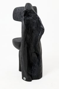 Brutalist Sculptural Chair, Carved, Solid Wood, Oak, Black, Rustic, gallery view 7