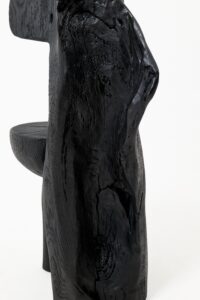 Brutalist Sculptural Chair, Carved, Solid Wood, Oak, Black, Rustic, gallery view 8