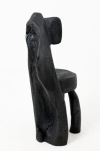 Brutalist Sculptural Chair, Carved, Solid Wood, Oak, Black, Rustic, gallery view 9