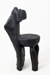 Brutalist Sculptural Chair, Carved, Solid Wood, Oak, Black, Rustic, gallery view 10