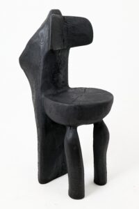 Brutalist Sculptural Chair, Carved, Solid Wood, Oak, Black, Rustic, gallery view 11