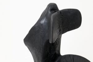 Brutalist Sculptural Chair, Carved, Solid Wood, Oak, Black, Rustic, gallery view 12