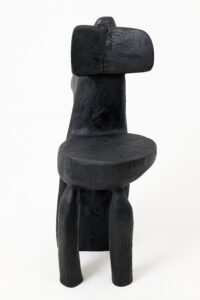 Brutalist Sculptural Chair, Carved, Solid Wood, Oak, Black, Rustic, gallery view 14