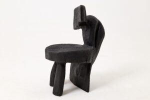 Brutalist Sculptural Chair, Carved, Solid Wood, Oak, Black, Rustic, gallery view 5