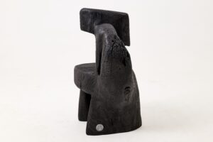 Brutalist Sculptural Chair, Carved, Solid Wood, Oak, Black, Rustic, gallery view 8