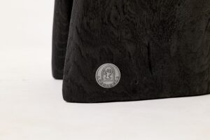 Brutalist Sculptural Chair, Carved, Solid Wood, Oak, Black, Rustic, gallery view 9