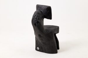 Brutalist Sculptural Chair, Carved, Solid Wood, Oak, Black, Rustic, gallery view 10