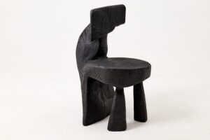 Brutalist Sculptural Chair, Carved, Solid Wood, Oak, Black, Rustic, gallery view 12