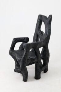 Brutalist Sculptural Armchair, Solid Burnt Oak Wood, Organic, gallery view 4