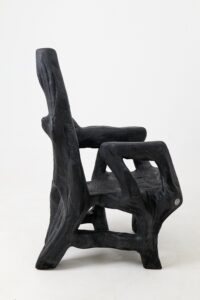 Brutalist Sculptural Armchair, Solid Burnt Oak Wood, Organic, gallery view 10