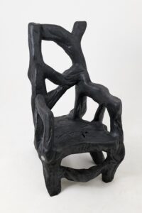 Brutalist Sculptural Armchair, Solid Burnt Oak Wood, Organic, gallery view 16