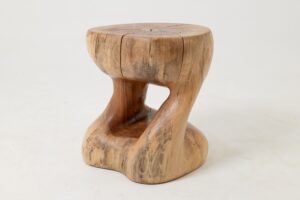 Sculptural Side Table, Stool, Solid Wood, Walnut, Contemporary Design, main view